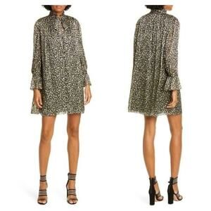 Alice + Olivia‎ Silk Mini Dress XS Button Front Flowy Whimsy Indie Art To Wear